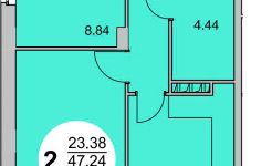 2-к квартира 48 кв.м, ЖК 