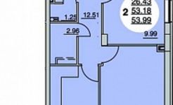 2-к квартиру 53 кв.м, ЖК 